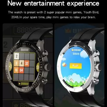 Смарт-часы с 2 играми, 1,32-дюймовые умные часы для мужчин, 360*360 HD, большой экран, фитнес-трекер, модные водонепроницаемые умные часы для Android IOS