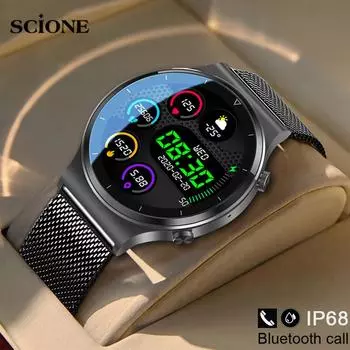 Смарт-часы с Bluetooth-вызовом для мужчин, IP68, водонепроницаемые, с полным сенсорным экраном, спортивные умные часы для фитнеса, индивидуальное лицо для Android IOS