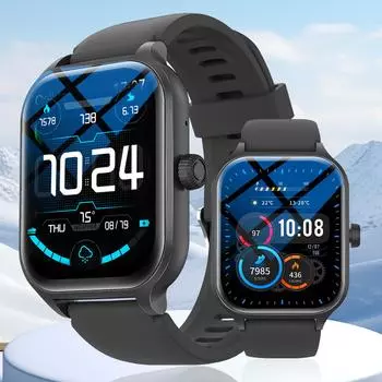 Смарт-часы с функцией беспроводных вызовов по Bluetooth, несколькими спортивными режимами, настраиваемым циферблатом, совместимы с Android и iOS чёрный