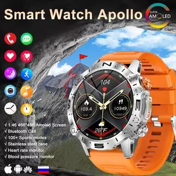 Смарт-часы SACOSDING, 1,43 дюйма, AMOLED-дисплей, умные часы с голосовым вызовом, мужские прочные часы военного класса, 100+ спортивных режимов