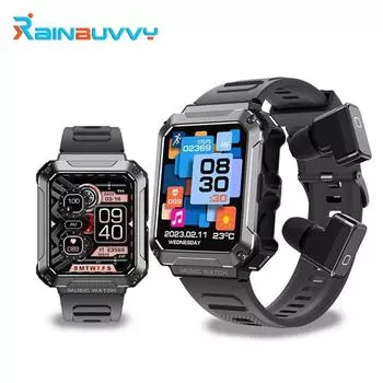 Смарт-часы T93, 1,96 дюйма, 4 ГБ памяти, беспроводные Bluetooth-наушники для вызова, спортивные музыкальные наушники, умные часы для мужчин и женщин чёрный