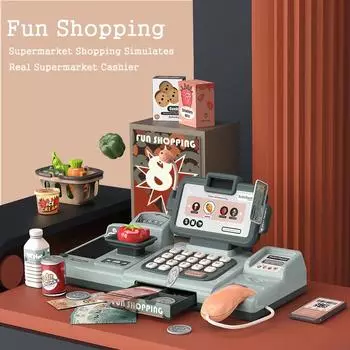 Smart Checkout Page Play House Toy Simulation Supermarket Dining Table Fruit Cash Register Children S Combination Set