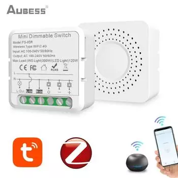Смарт-диммер AUBESS Tuya ZigBee/WiFi, модуль выключателя, приложение, голосовой пульт дистанционного управления, подходит для Alexa Yandex Alice Google Home, нужна нейтральная Tuya Wifi