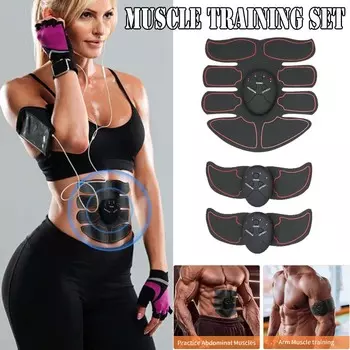 Смарт-EMS наклейка для тренировки мышц живота, массажер для мышц рук, тренажер для похудения, бодибилдинг, фитнес чёрный