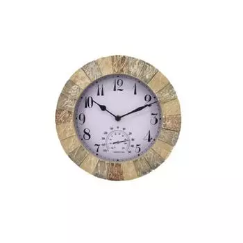 Smart Garden Stonegate Sandstone Wall Clock Thermometer Outdoors Waterproof