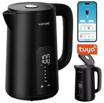 SMART Электрический чайник 2000 Вт 1,7 л LED чайник с функцией поддержания тепла черный