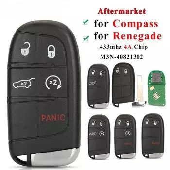 Смарт-ключ с дистанционным управлением 433 МГц 4A без ключа для Jeep Renegade Compass C-CUV Trailhawk SIP22 M3N-40821302 68250335AB