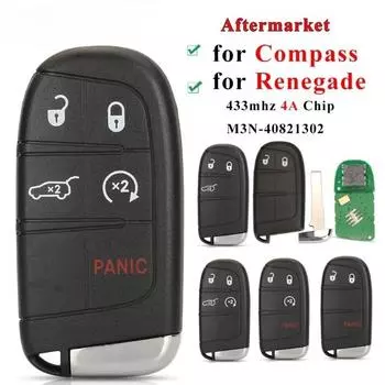 Смарт-ключ с дистанционным управлением 433 МГц 4A без ключа для Jeep Renegade Compass C-CUV Trailhawk SIP22 M3N-40821302 68250335AB
