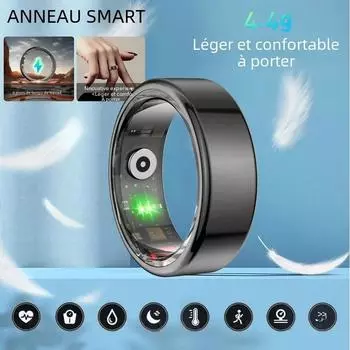 Смарт-кольцо для мужчин в стиле милитари, корпус из нержавеющей стали, монитор сердечного ритма, сна, умное кольцо, IP68, водонепроницаемое кольцо на палец в спортивном режиме size 8 чёрный