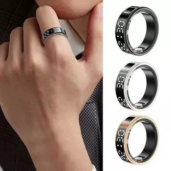 Смарт-кольцо со светодиодным экраном Водонепроницаемое кольцо для отслеживания здоровья Пеший туризм Бег Велоспорт Калории Пробег Пульс Трекер сна Удаленное управление камерой US 11 чёрный