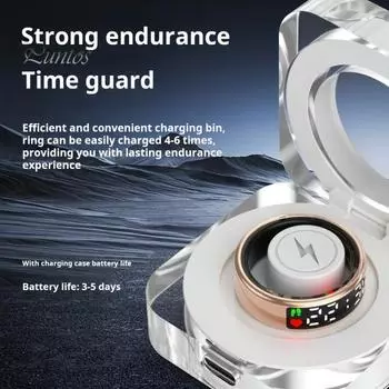 Смарт-кольцо со светодиодным экраном Водонепроницаемое кольцо для отслеживания здоровья Пеший туризм Бег Велоспорт Калории Пробег Пульс Трекер сна Удаленное управление камерой US 9 золотистый