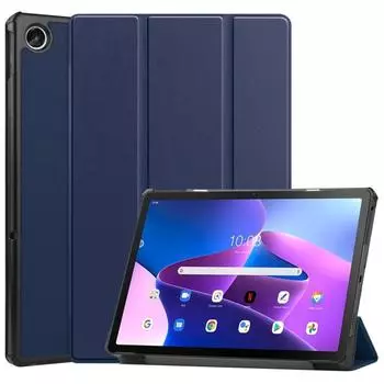 Смарт-кожаный чехол для планшета с 3-кратным держателем и текстурой Custer для Lenovo Tab M10 Plus 10,6 3-го поколения 2022 года For Lenovo Tab M10 Plus 10.6 3rd Gen 2022 чёрный