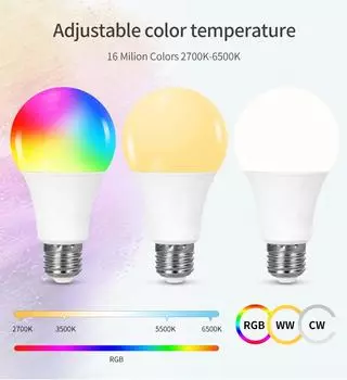 Умная светодиодная лампа Tuya Bluetooth RGB CW Лампочка с управлением через приложение для телефона E27 220 В 110 В Цветная светодиодная лампа для спальни Домашний декор Светильник