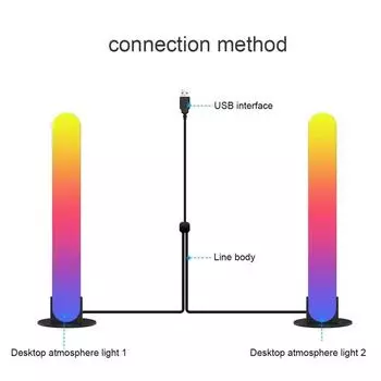 Смарт-приложение RGB Symphony Lights LED Desktop Atmosphere Night Light Music Rhythm Pickup Lamp Управление через приложение Strip Light Decor TV home Smart App Control