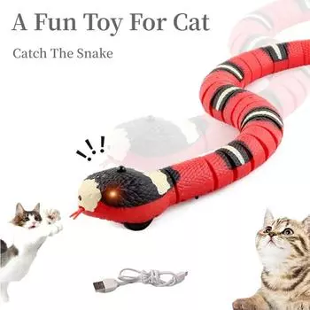 Smart Sensing Snake Cat Toys Интерактивный автоматический Eletronic Snake Cat Teaser USB-зарядка Аксессуары для кошек для кошек Собаки Игрушки для кошек 1Pc