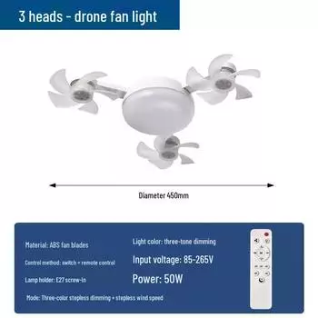 Smart Silent Ceiling Fan Light with Remote Control for Bedroom & Dining Room - Energy-Saving & Eye-Protecting Design