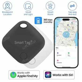 Смарт-тег с GPS-трекером на большие расстояния для Air Tag Key Finder Pet Wallet Bike Anti Lost Alarm Mini Locator Работает с iOS Find My белый