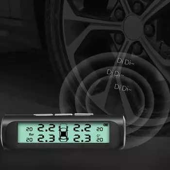 Smart Tpms Автомобильная система контроля давления в шинах, охранная сигнализация, 4 датчика, дисплей, солнечная батарея, интеллектуальное предупреждение о температуре и давлении в шинах
