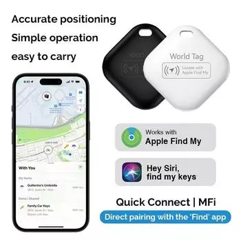 Смарт-трекер с большим расстоянием, совместимый с Apple Find My Anti Lost Reminder, Bluetooth-трекер с рейтингом MFI для поиска ключей для детей и домашних животных белый