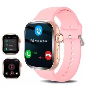 Smart Watch 2.01 HD-экран, несколько настраиваемых циферблатов, мультиспортивный режим, трекер шагов, монитор артериального давления, совместимость с Android и IPhone розовый