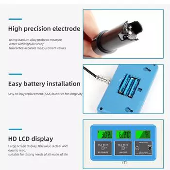 Smart WiFi Water Quality Tester Digital 7 in 1 Water Analyzer PH/EC/TDS/ORP/CF/Humiity/Temp Meter APP Control EU Plug PH Monitor