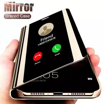 Смарт-зеркальный чехол для телефона Huawei P20 P30 P40 Mate30 20 10 Pro Lite Honor 20 Pro 8A 7C 8X 8 9 10 Lite 9i Nova 5T P Smart Cover P40 чёрный