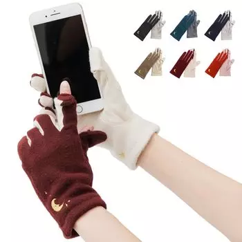 Смартфон Кончик пальца Скандинавский стиль Звезда Нельзя брать Смартфон Защита от холода [Милье] Перчатки, Перчатки, Женские, Перчатки, Луна, Вышивка, красный