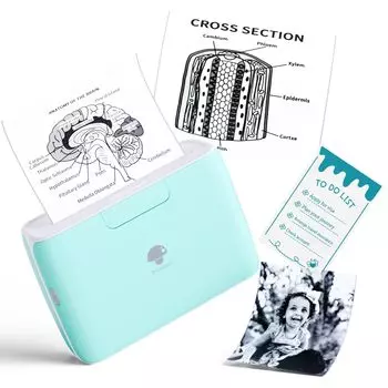 Смартфон Phomemo M04S Mini 300 точек на дюйм Термобумага для младенцев Совместимость с термонаклейкой Маленькая фотография Мобильная липкая заметка Идеально подходит для Включает 1 рулон 110 мм зелёный