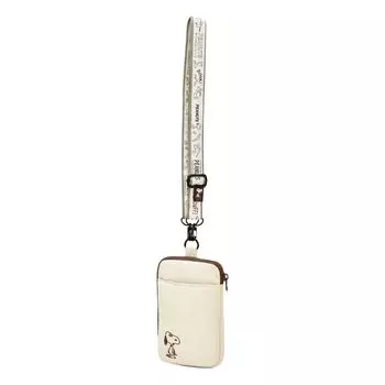 Смартфон плечевой мобильный дорожный аксессуар милый персонаж 0403 бежевый [Снупи] сумка, мешочек, держатель, чехол, женский, мужской, для поездок на работу, в школу, для путешествий,