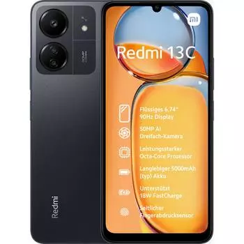 Смартфон Xiaomi Redmi 13C 6,74 дюйма ARM Cortex-A55 MediaTek Helio G85 6 ГБ ОЗУ 128 ГБ Черный