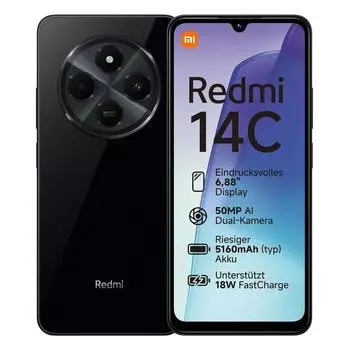 Смартфон Xiaomi Redmi 14C без NFC-версии 4GB+128GB чёрный