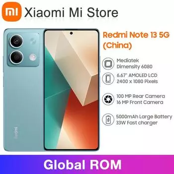 Xiaomi Redmi Note 13 5G Redmi Note13 5G Смартфон Dimensity 6080 eSports Games Imaging Office Live Streaming 5000mAh China Version 8GB+128GB чёрный