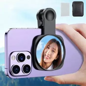 Smartphone Camera Lens Selfie Mirror Clip Kit for IPhone Samsung Smartphone Live Streaming Photo Video Selfie Vlog Accessories чёрный
