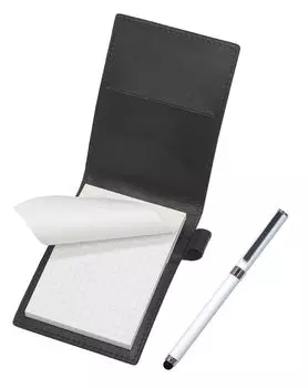 Smartphone Touch Ballpoint Pen with Metal Cap and Extra Recycled Leather Mini Notebook Cover Set (White) T23-LS022P-B-QSJW700-W белый