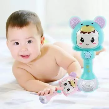 Smarty Media Intelligent Baby Rattles Plastic Luminous Music Stick Rattle Home Party Decor розовый