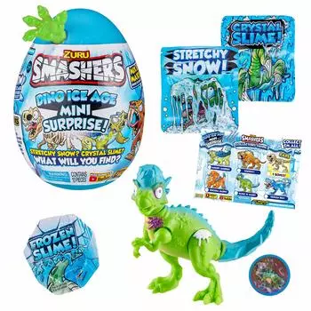 Smashers Dino Ice Age ZURU Mini Lots of Surprises Slime Dinosaur Toy Collectible Limited Динозавр Разбиваемое яйцо для мальчиков и детей Пациефалозавр