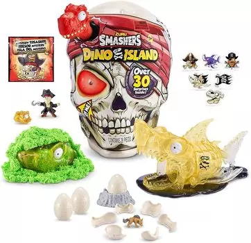 Smashers Smashers Dino Исландия Гигантская акула-мегалодон Сюрприз Яйцо Скелет Ископаемое яйцо динозавра Игрушка-слизь Остров динозавров Гигантская акула-мегалодон Череп