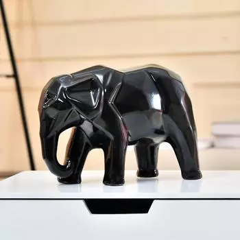Смелая геометрическая статуэтка слона | Современный шедевр для вашего пространства | Выразительный декор с современным акцентом – 1 шт., черный