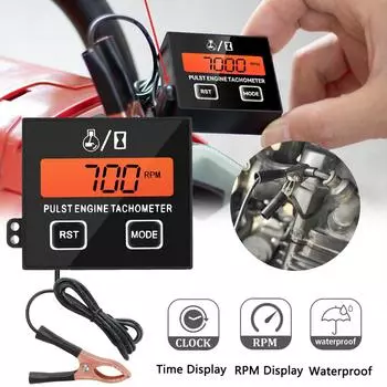 Сменная батарея тахометр автомобильные аксессуары для газонокосилки трактора водонепроницаемый цифровой спидометр тахометр для бензопилы индуктивный счетчик моточасов ZSB-03BL