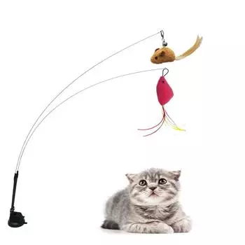 Сменная головка для Cat Teaser, имитация перьев мыши, аксессуары, интерактивные игрушки для кошек, упражнение по охоте на котят XS