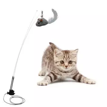 Сменная головка для Cat Teaser, имитация перьев мыши, аксессуары, интерактивные игрушки для кошек, упражнение по охоте на котят XS