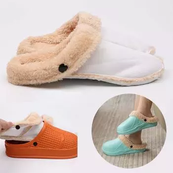 Сменная хлопковая подкладка для тапочек, термошерстяная плюшевая вставка для обуви, меховая подкладка на подошве для зимних тапочек 31-32