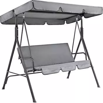 Сменная крыша, садовые качели 195 x 125 x 15 см, навес от солнца для голливудских качелей, универсальная 3-местная защелкивающаяся крышка на крышу серый
