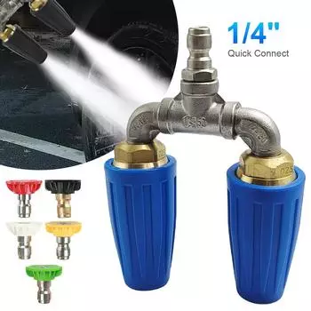 Сменная насадка для мойки высокого давления, быстроразъемное соединение 1/4 + 5 насадок для шайбы, вращающаяся форсунка, 4000 фунтов на квадратный дюйм, нержавеющая сталь чёрный