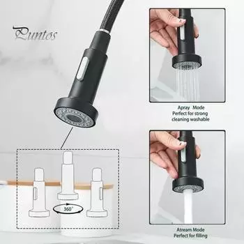 Сменная распылительная головка с выдвижным механизмом, нержавеющая, универсальная, простая установка, 3-функциональный смеситель для раковины, насадка для распылительной головки, кухонный инструмент B