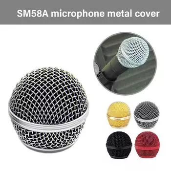 Сменная решетка для микрофона Shure SM58, SM58-LC, SM58S, BETA 58A, крышка головки микрофона, сетчатая решетка для шаровой головки серебряный