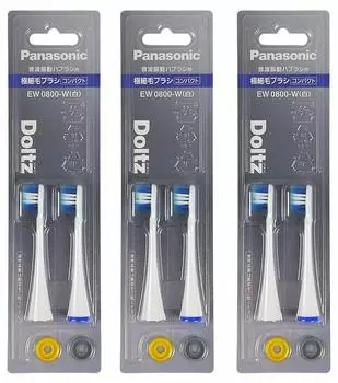 Сменная щетка Panasonic Dolts Ultra Fine Bristle Brush Compact 2 шт. x3 набор 6 (Всего штук) EW0800-W (белый)