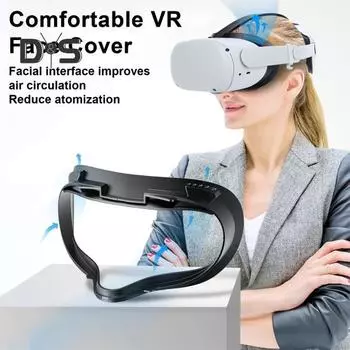 Сменная защитная крышка для лица для гарнитуры VR. Износостойкий, устойчивый к поту. Дышащий кронштейн интерфейса VR для лица для Oculus/Meta Quest 2. чёрный