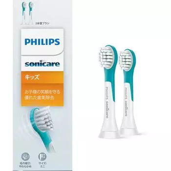 Сменная зубная щетка Philips Sonicare Kids Brush Head Mini из 2 штук для детей от 4 лет, цвет — натуральный белый (Сет 12) HX6032/63
