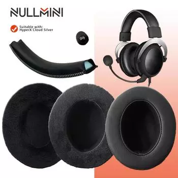 Сменные амбушюры NullMini для наушников HyperX Cloud Silver, оголовье из плотной мягкой кожи и бархата, гарнитура с чехлом